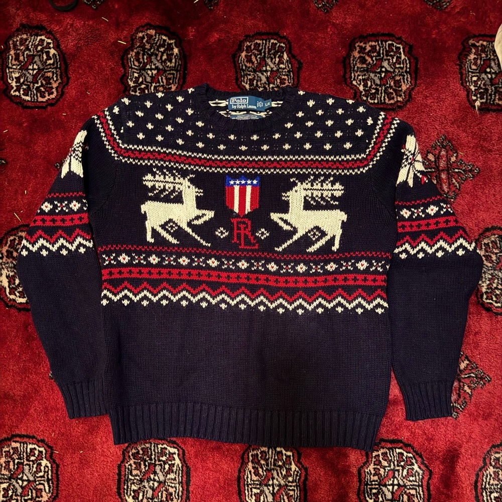 Vintage Ralph Lauren Black Reindeer Crewneck Sweater